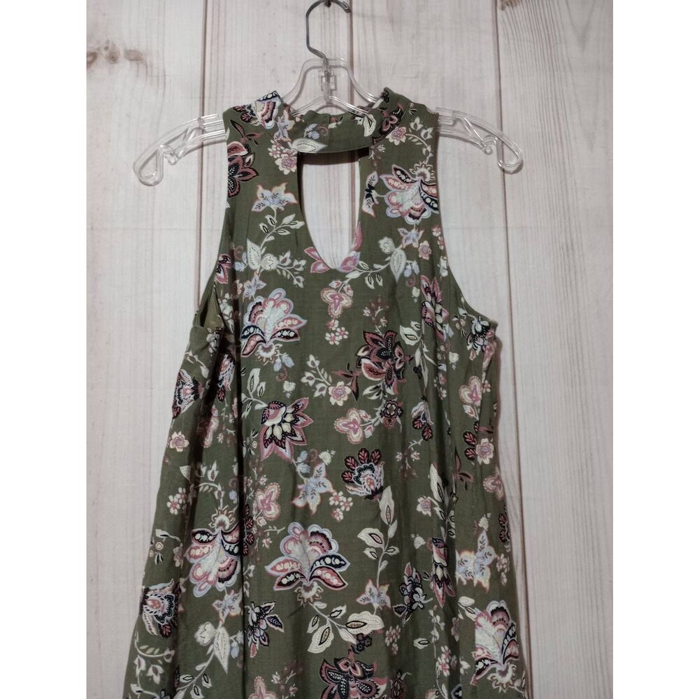 Blue‎ Rain Olive Green Floral Halter Keyhole Mini Dress Womens Small 26Q207TL5D - Picture 3 of 8